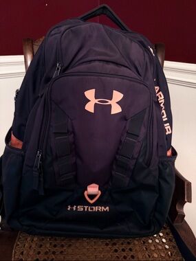 Under Armour grey and coral Storm Backpack